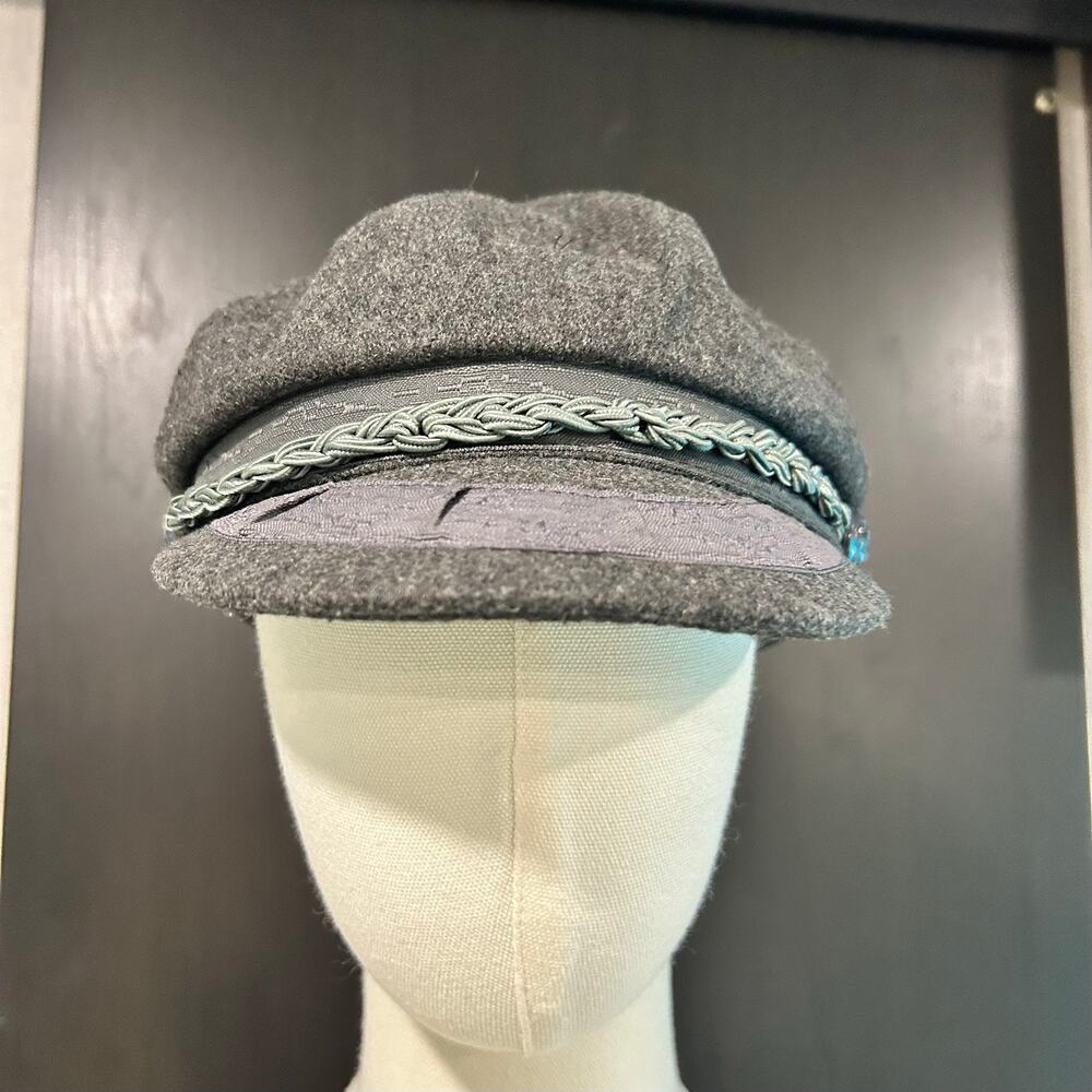 Epoch Hat Cap Gray Braided Front Greek Fisherman Wool Blend SZ Sm/Med CD1970